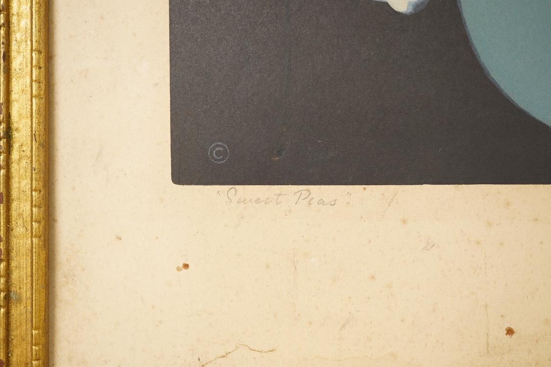 Hall Thorpe (1874-1947), ‘Sweet Peas’, signed in pencil, woodcut, 32 x 35cm